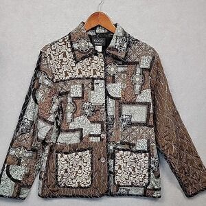 KOOS OF COURSE Womens S Reversible Silk Cotton Jacket Quilted Art to Wear Button